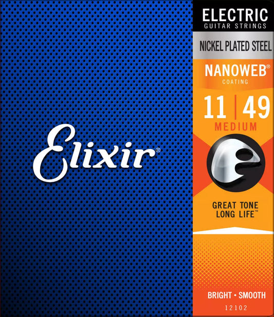Elixir® Electric Nickel Plated Steel Strings with NANOWEB® (11/49 Medium)