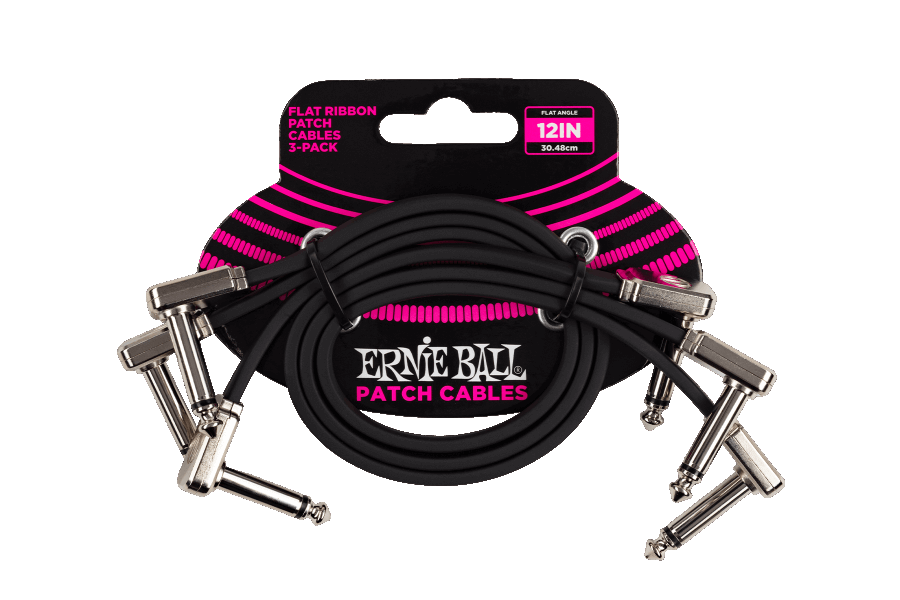 Ernie Ball Flat Ribbon Patch Cable 3-Pack - 12” (P06222)