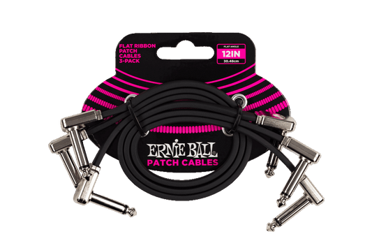 Ernie Ball Flat Ribbon Patch Cable 3-Pack - 12” (P06222)
