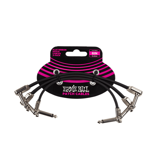 Ernie Ball Flat Ribbon Patch Cable 3-Pack - 6"