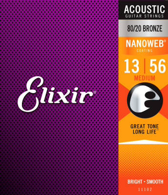 Elixir® Acoustic 80/20 Bronze Strings with NANOWEB (13/56 MEDIUM)