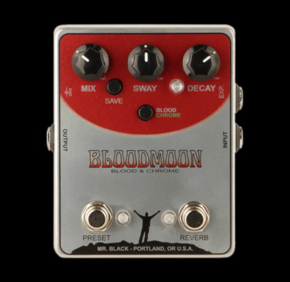 Mr Black Pedals Blood and Chrome reverb pedal available at Leprechaun FX in Edmonton.