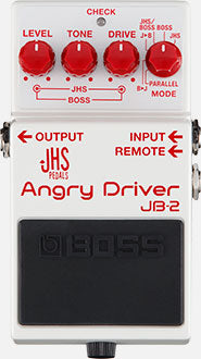 BOSS JB-2 Angry Driver guitar pedal is half JHS Angry Charlie and half BOSS Blues Driver. 