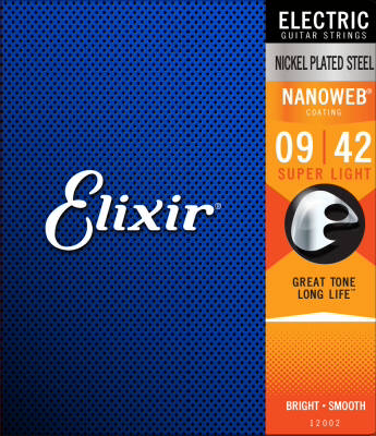 Elixir® Electric Nickel Plated Steel Strings with NANOWEB® (9/42 SUPER LIGHT)